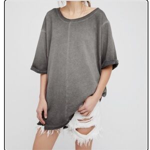 FREE PEOPLE INTIMATELY “HERE IT IS” WASHED BLACK OVERSIZED LOUNGE PULLOVER